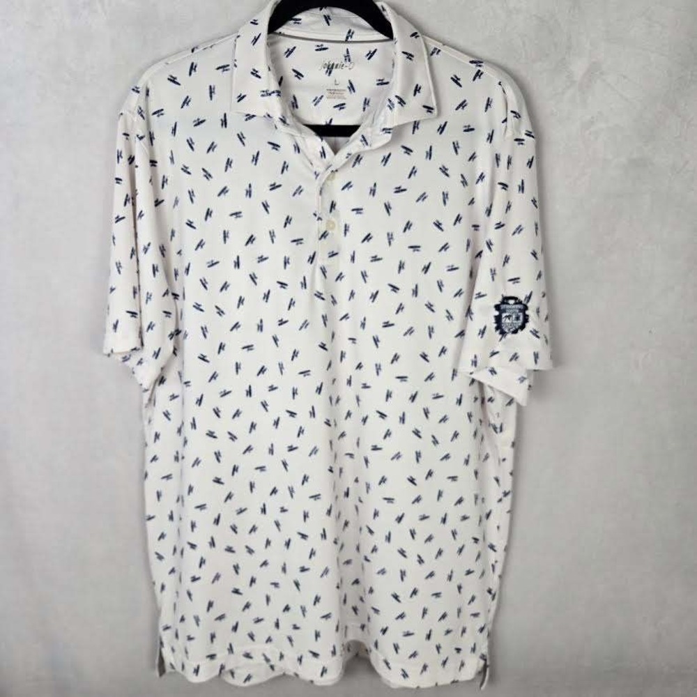 johnnie-O Mens Large‎ Surfboard Print Golf Performance Stretch Polo Shirt Club